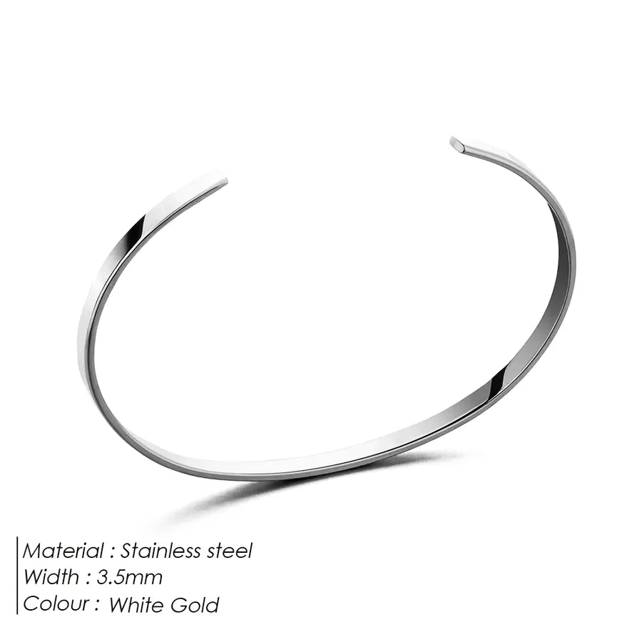 Basic British Style Streetwear Solid Color 304 Stainless Steel 18K Gold Plated White Gold Plated Men's Bangle