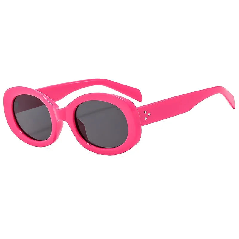 retro solid color ac oval frame full frame men's sunglasses