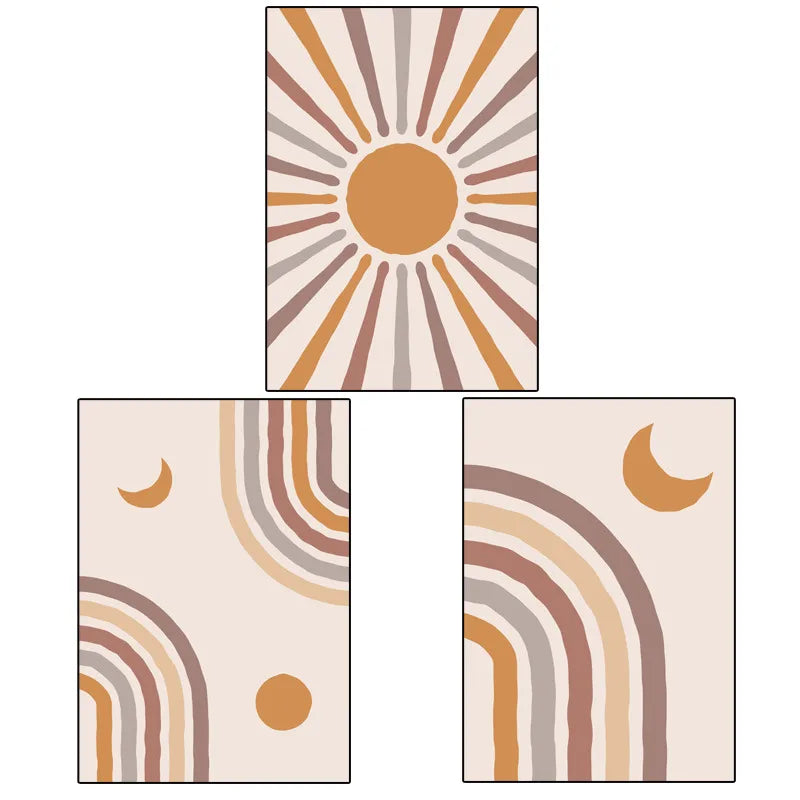 Nordic Style Sun Moon Landscape Polyester Tapestry Wall Art