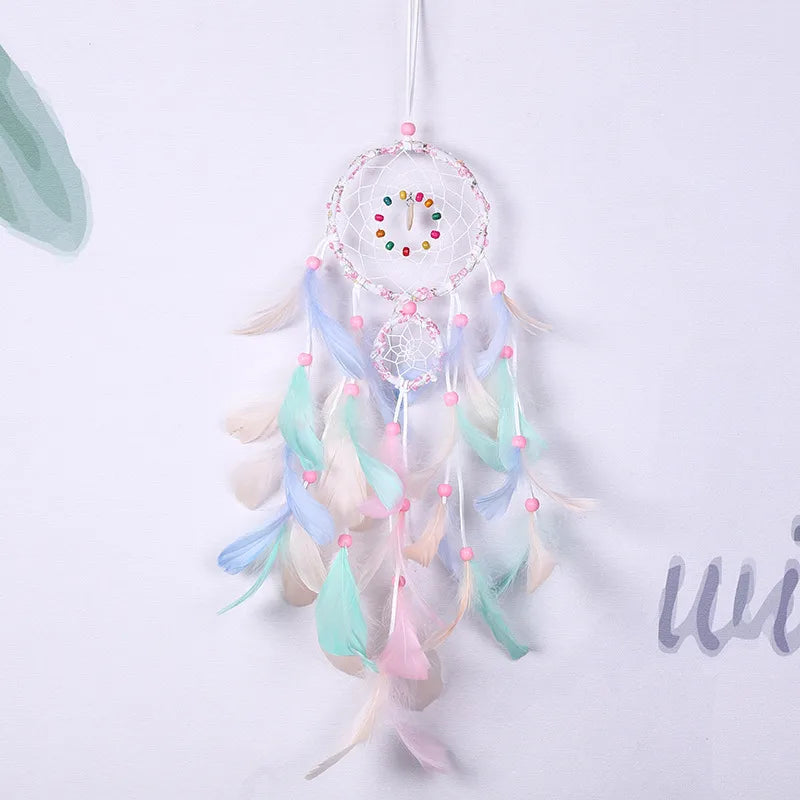 Simple Style Colorful Feather Iron Dreamcatcher Wall Art