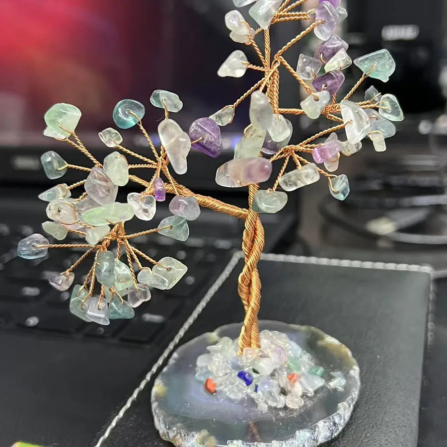 Original Design Handmade Life Tree natural stone Agate Ornaments Artificial Decorations