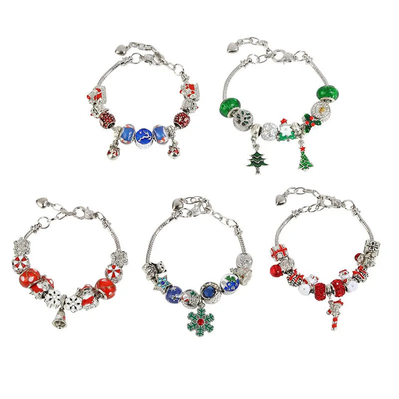 Blue Crystal Beads Bracelet Halloween DIY Snake Bone Bracelet Fashionable OL Style Alloy Cartoon Character Pattern Unisex