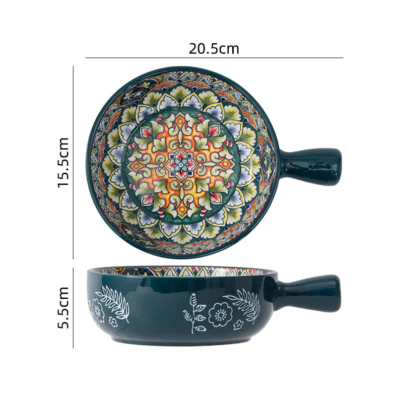 Bohemian Ceramic Tableware Bilitis Dishes Light Luxury Hand-painted Creative Household Rice Bowl Soup Bowl Dish Plate