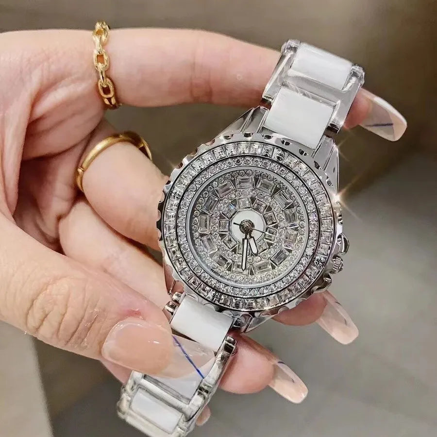 Shiny Solid Color Butterfly Double Snap Quartz Watch Women's Watches