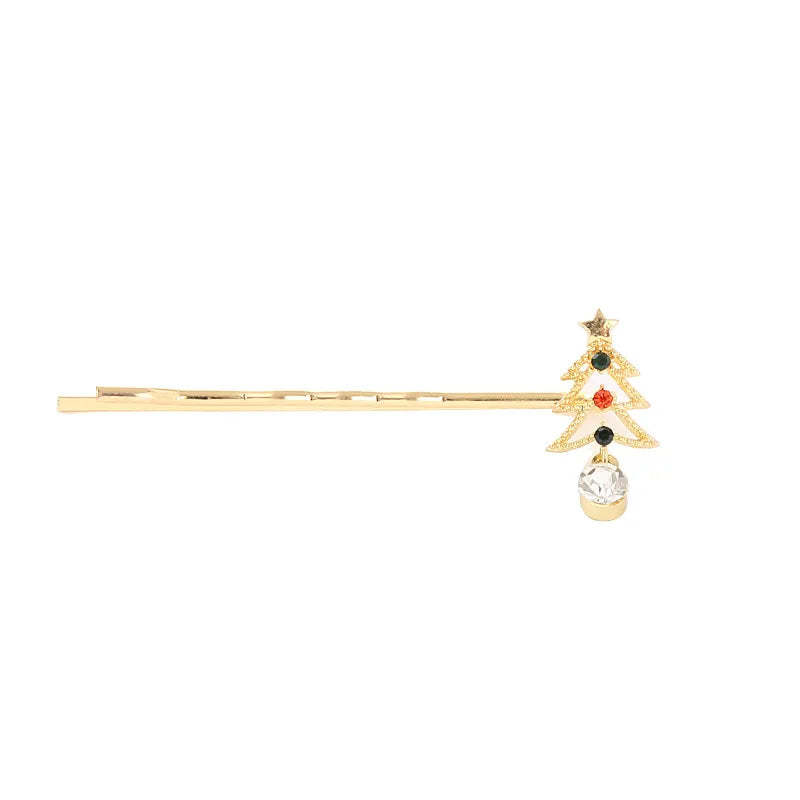 Christmas Shiny IG Style Women's Christmas Tree Alloy Inlay Rhinestones Hair Clip
