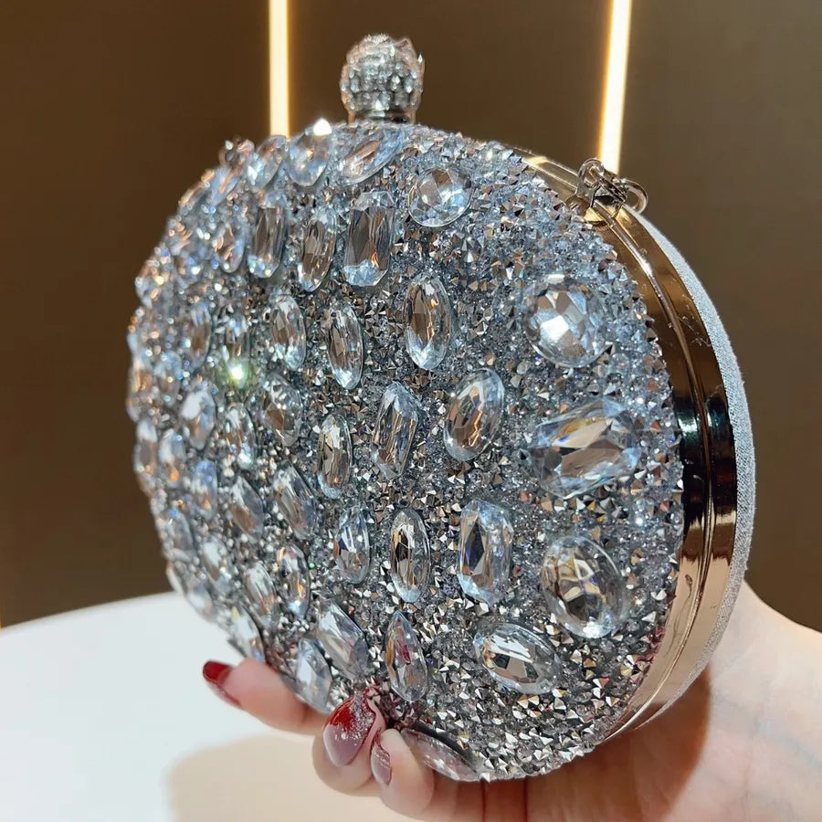 Fashionable Diamond Embedded Evening Bag Women's Clutch Shoulder Crossbody Bag Elegant Dinner Party Handbag Stylish Wallet