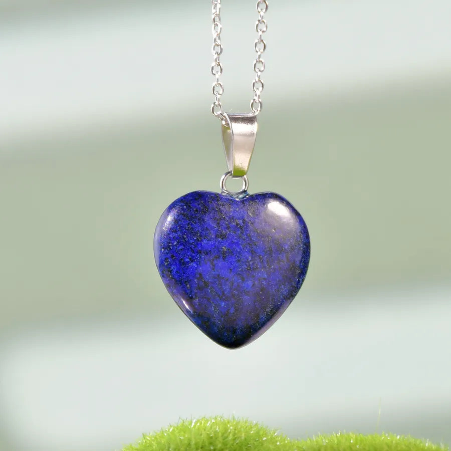 Simple Style Heart Shape natural stone Twisted Rope Chain Pendant Necklace In Bulk