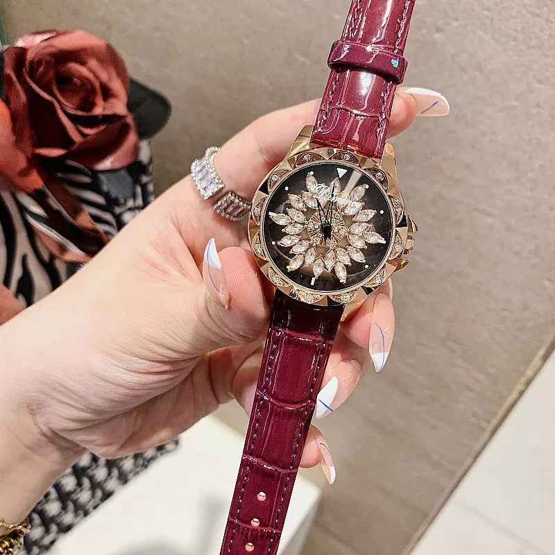 Elegant Simple Style Floral Buckle Quartz Women's Watches
