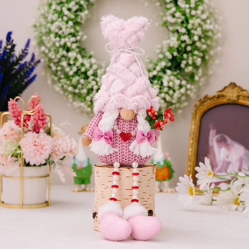 Valentine'S Day Cute Heart Shape Bow Knot Sequin Cloth Date Rudolph Doll Decorations Table Decoration