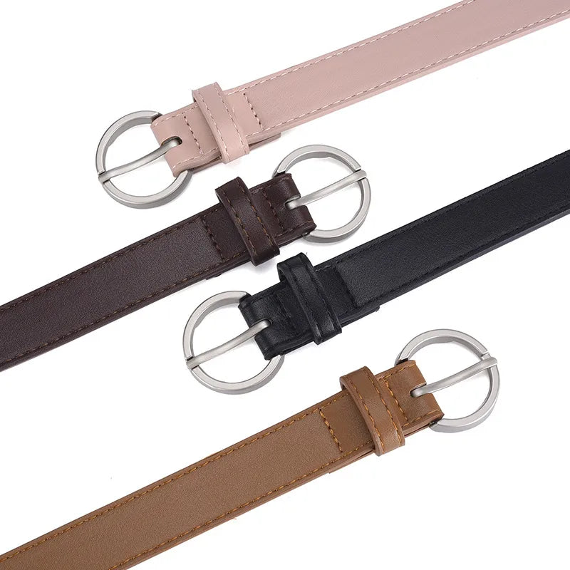 Basic Simple Style Solid Color Pu Leather Alloy Women's Leather Belts