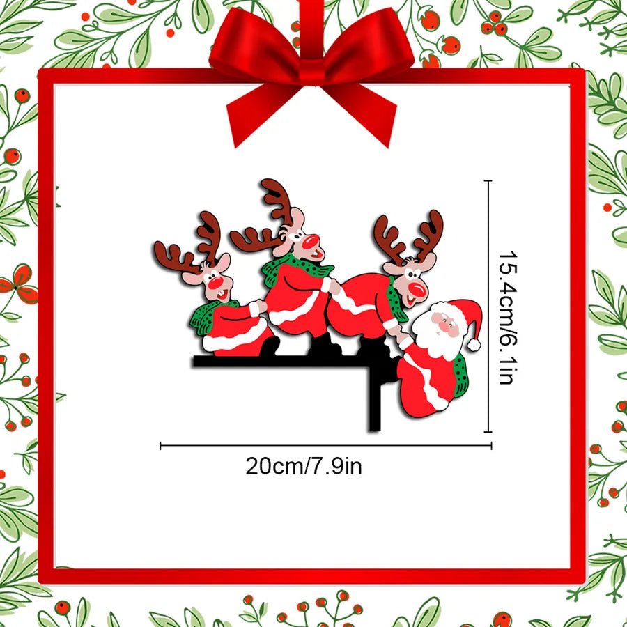 Christmas Decorative Wooden Corner Stickers MZ648-652 Santa Claus Reindeer Grinch Cartoon Animation Wall Decals
