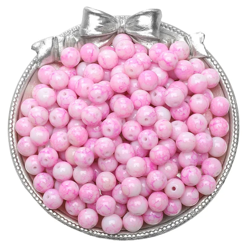 8mm Glass Gradient Porcelain Beads Round Beads Loose Beads DIY Handmade Beaded Bracelet Jewelry Accessories Material Kit Wholesale