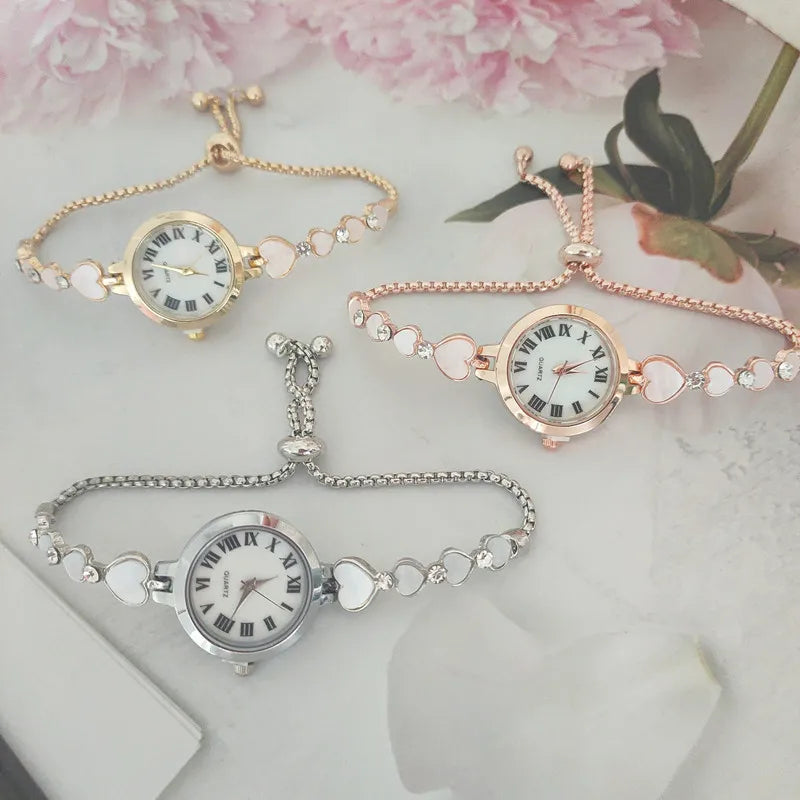 explosions fashion thin with diamond love ladies watch pull rope free adjustment heart bracelet watch wholesale