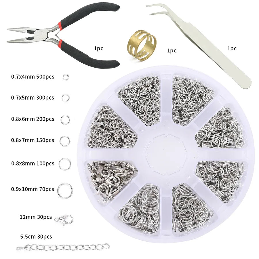 Handmade Beading Jewelry Accessories Kit Earring Hook Bracelet Necklace Material Tool Set Round Circle Chain Metal Simple Design