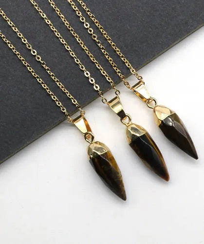 simple style chili natural stone polishing pendant necklace