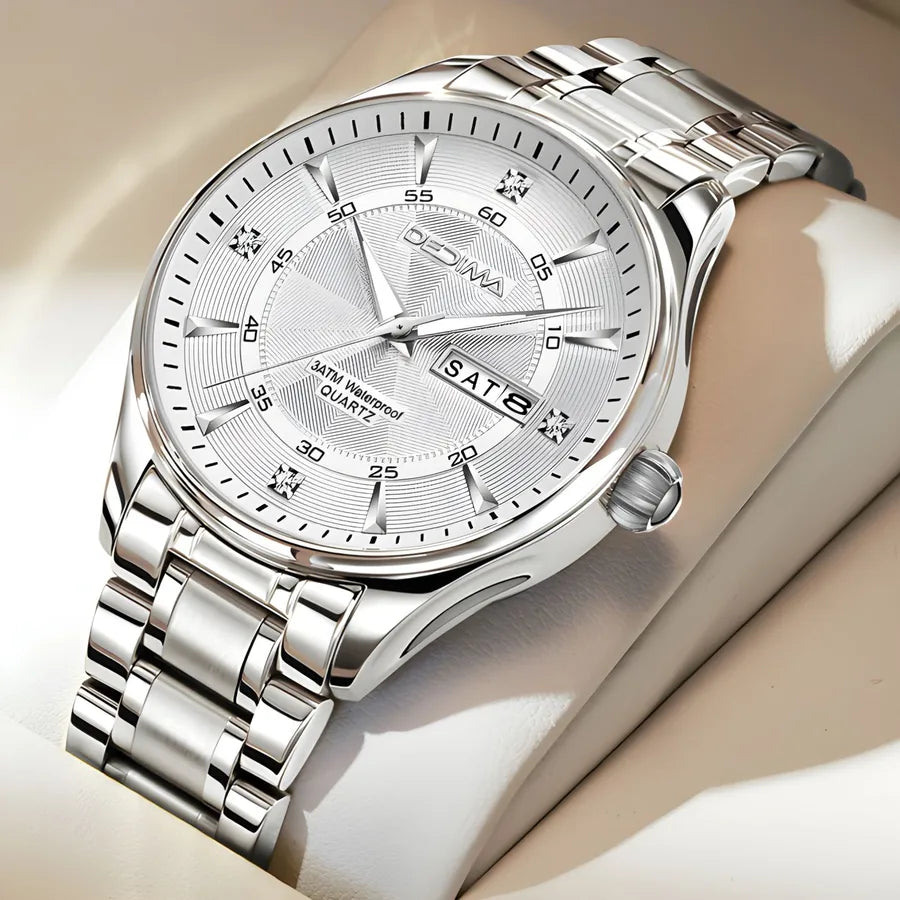 Casual Color Block Solid Color Butterfly Double Snap Quartz Men's Watches