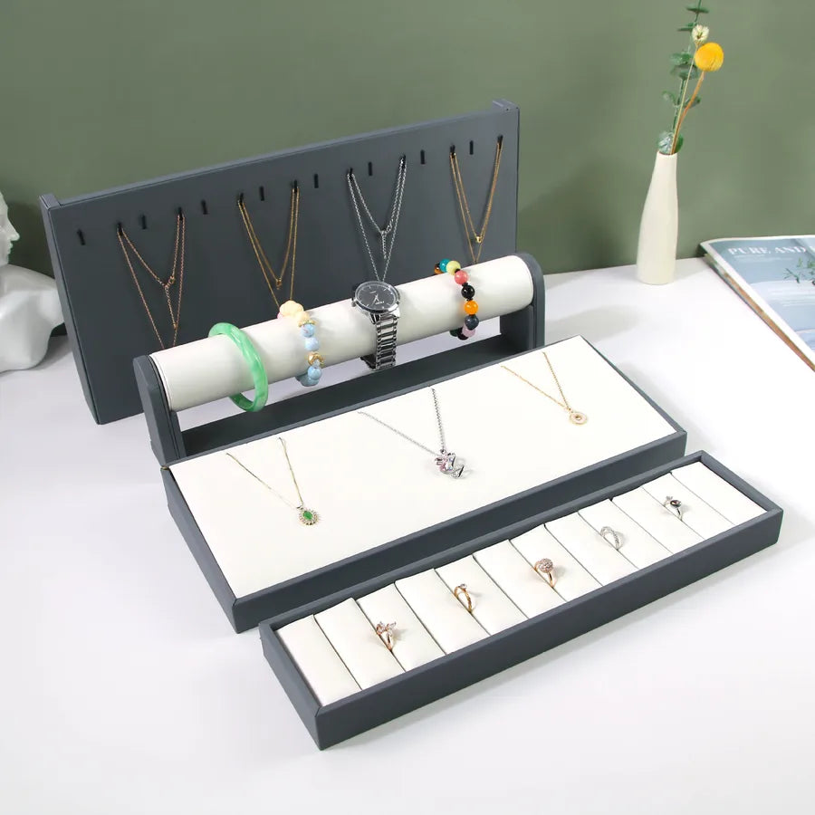 High-End Jewelry Display Stand Necklace Earring Ring Holder Pu Leather Jewelry Showcase Photography Props Jewelry Tray