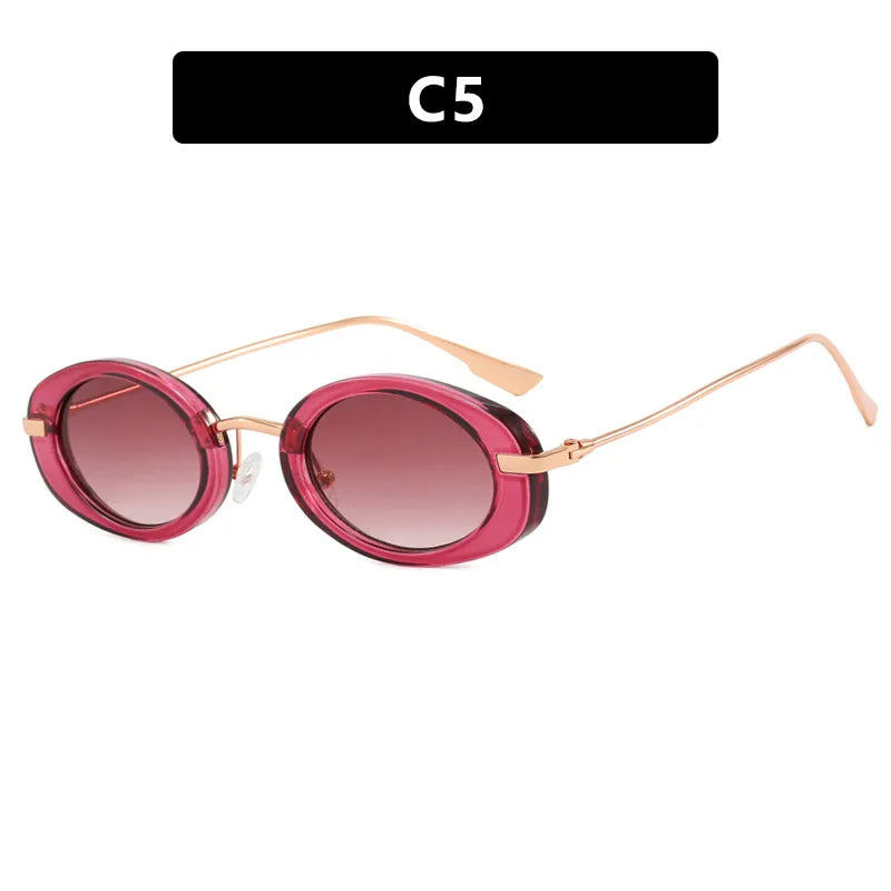 Vacation Simple Style Solid Color Pc Oval Frame Full Frame Women's Sunglasses