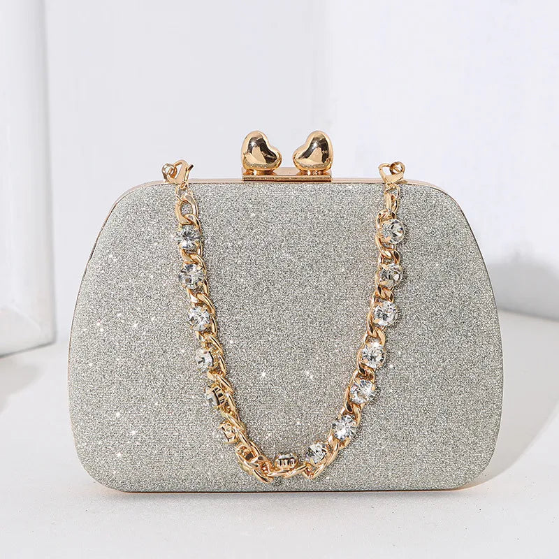 Silver Black Pink Pu Leather Solid Color Square Evening Bags