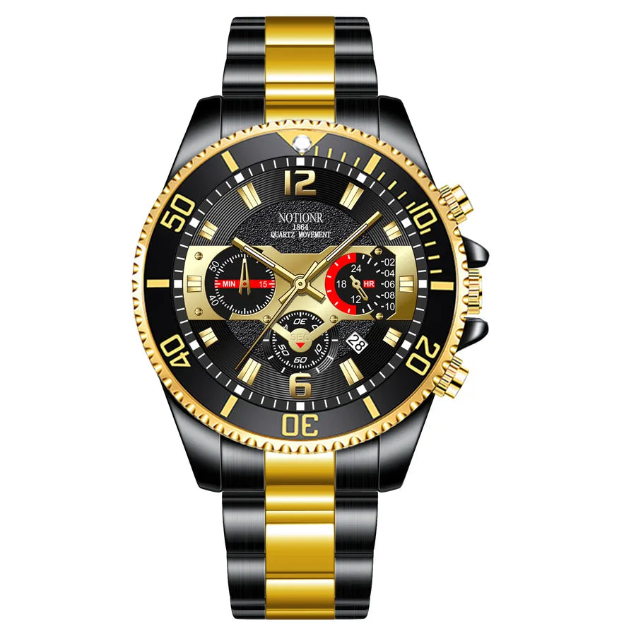 business color block single folding buckle quartz men's watches