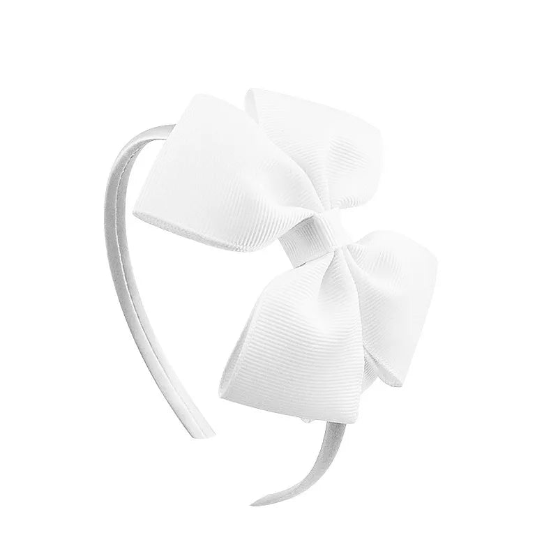 Popular  Kidsren's Pure Color Ribbed Rainbow Bow Head Buckle Small Fresh Versatile Girl Headband Hot Sale