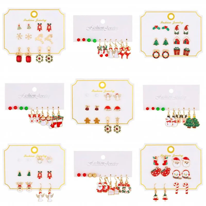 Cartoon Style Cute Classic Style Christmas Tree Santa Claus Bell Alloy Stoving Varnish Plating Inlay Rhinestones Zircon Christmas Women's Jewelry Set