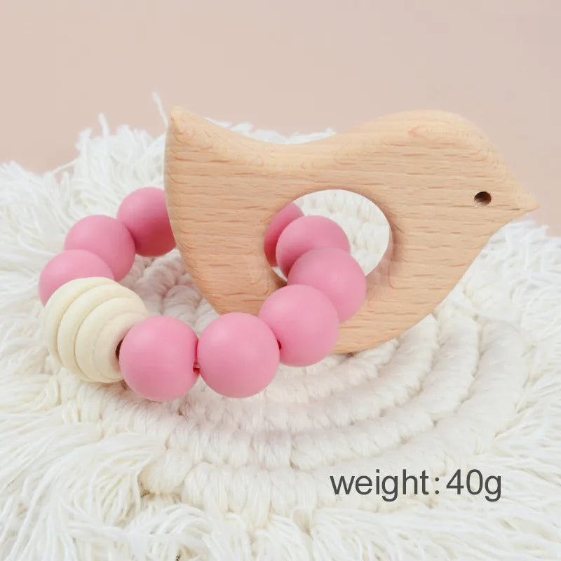 cute solid color beech silicone teething stick baby accessories