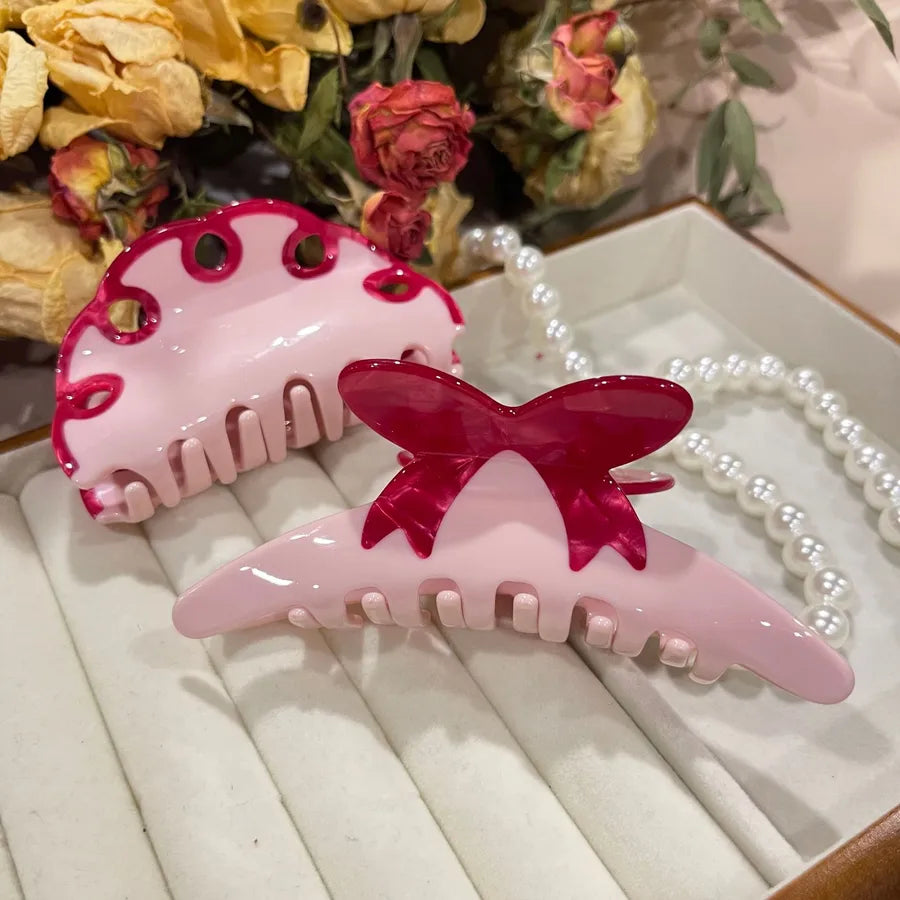 Women's Cute Sweet Semicircle Bow Knot Acetic acid sheets Hair Claws