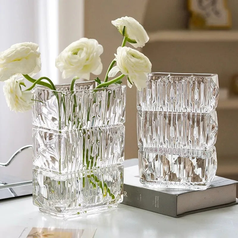 style simple crystal glass vase wholesale hydroponic living room flower arrangement transparent ornaments high-grade net red vase