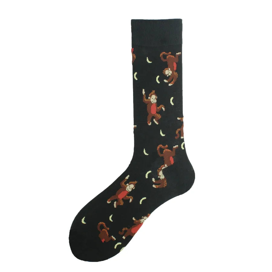 men's cartoon style animal cotton ankle socks a pair
