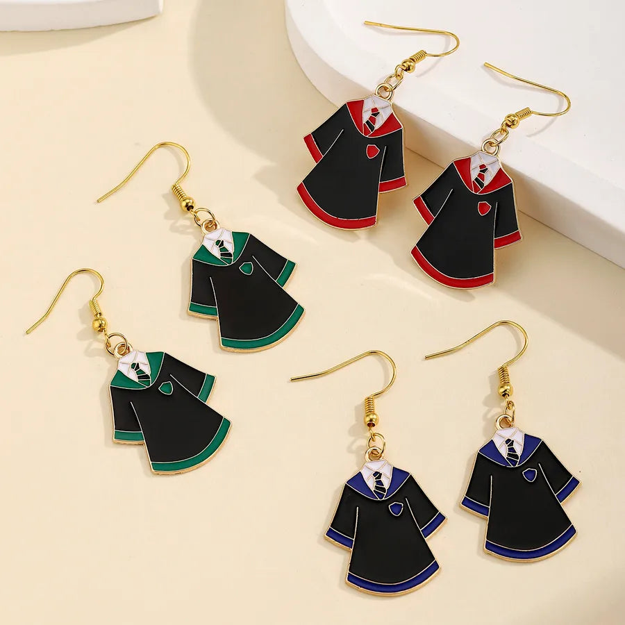 Fashionable Red Blue Green Drop Oil Ear Hooks Alloy Jewelry Earrings New Arrival Street Style Weekend Travel Graduation Stage