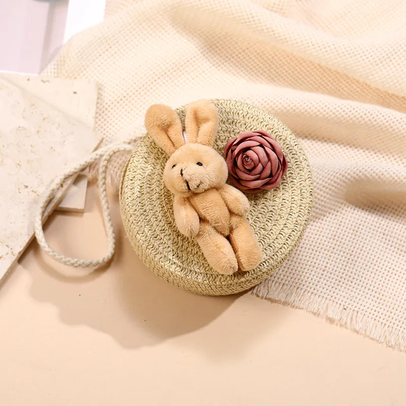 Straw Island Beach Woven Bag Women  New Popular Bag Seaside Straw Bag Cute Kid's Messenger Bag