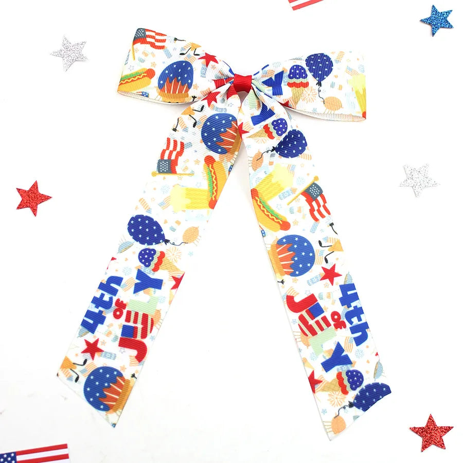 Independence Day Hairpin American Flag Bow Hair Accessories Children Girl Cute Headwear Patriotic Hairpin