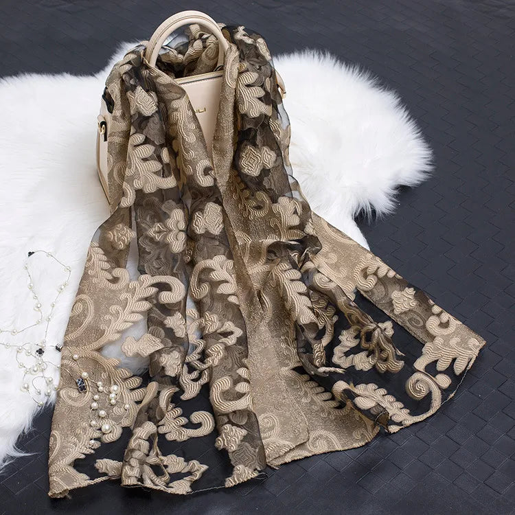 women's simple style color block organza scarf