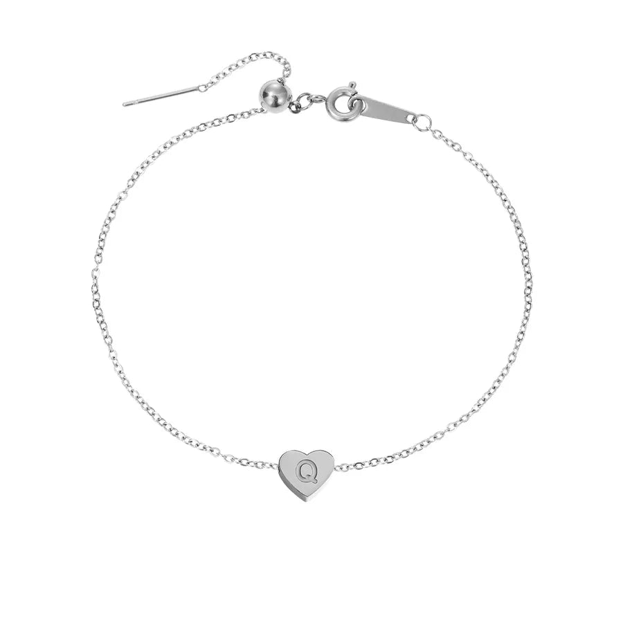 Wholesale Jewelry Beach Simple Style Commute Letter Heart Shape 304 Stainless Steel 14K Gold Plated Anklet