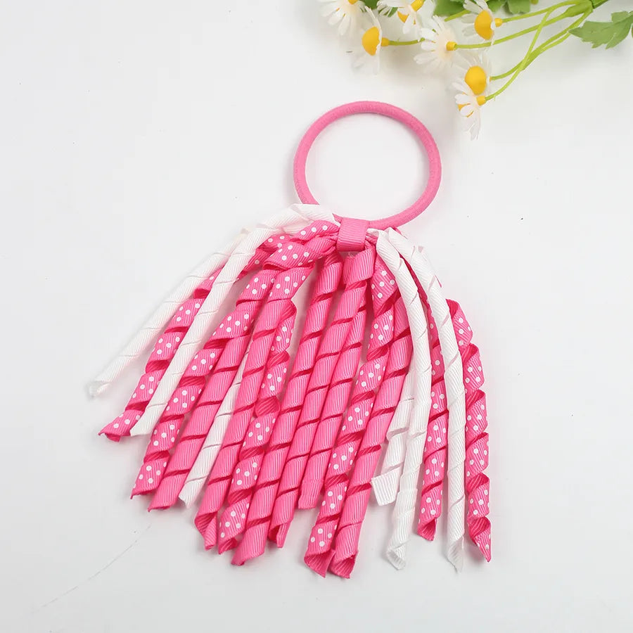 explosions girls' hair accessories wave point printing roll belt head rope rubber band children's accessories long ponytail hair accessories wholesale
