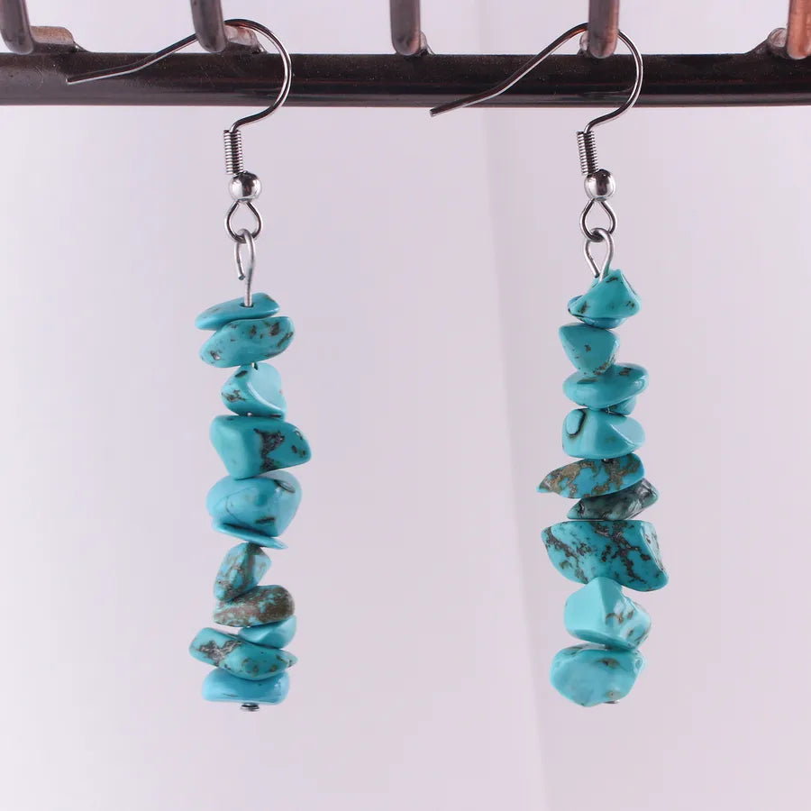 1 Pair Simple Style Geometric Patchwork natural stone Drop Earrings