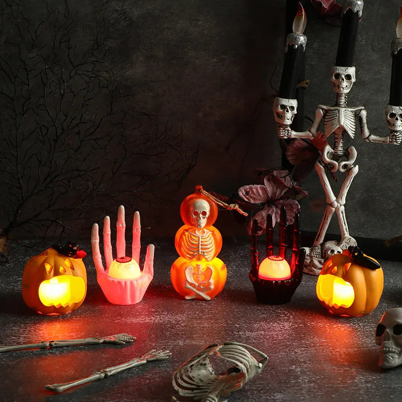 New Halloween Pumpkin Lantern Decoration Skeleton Frame Party Atmosphere Scene Props Festival Decorations Plastic Material