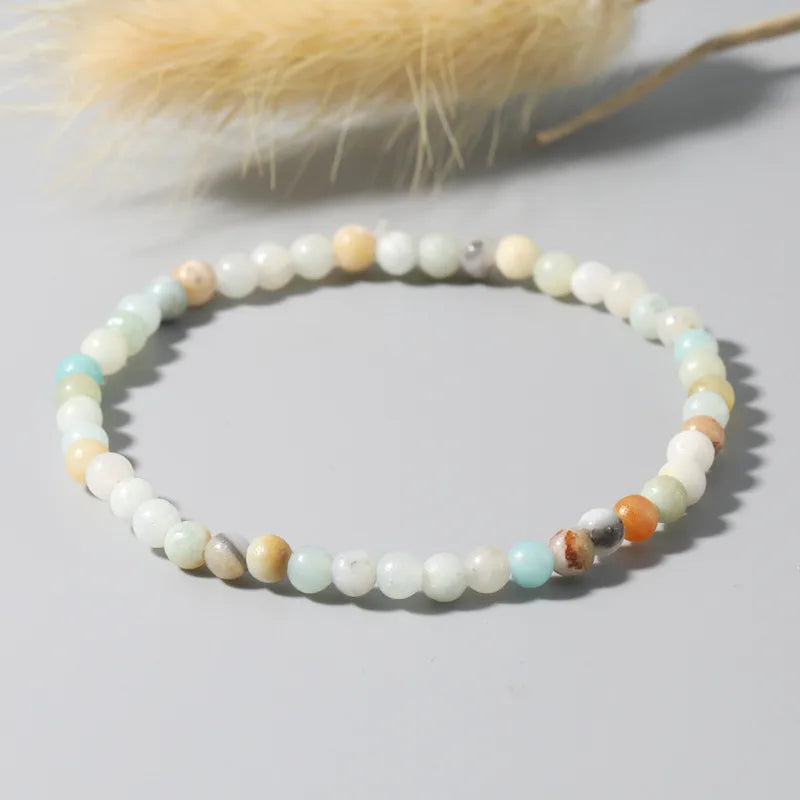 Explosions 4mm Natural Stone Mini Energy Bracelet Women's Gone Beads Semi-precious Stacked Jewelry Bracelet