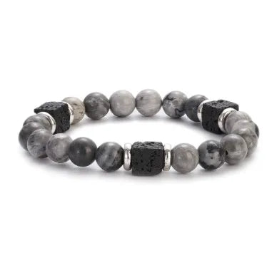New Lava Cube Volcanic Stone Bracelet Men's Colorful Marble Glass Beads Retro Bracelet