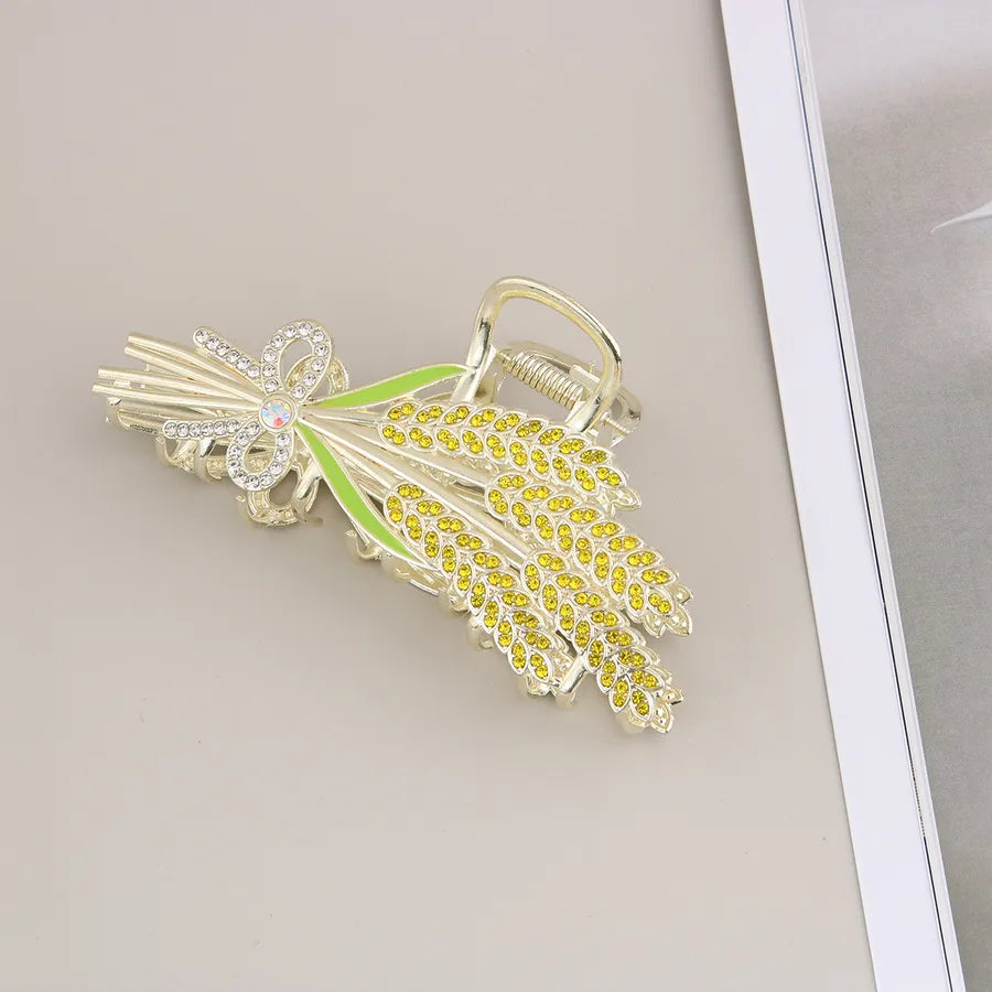 simple style New style sunflower tulip grain imitation pearl alloy inlay rhinestones hair claws