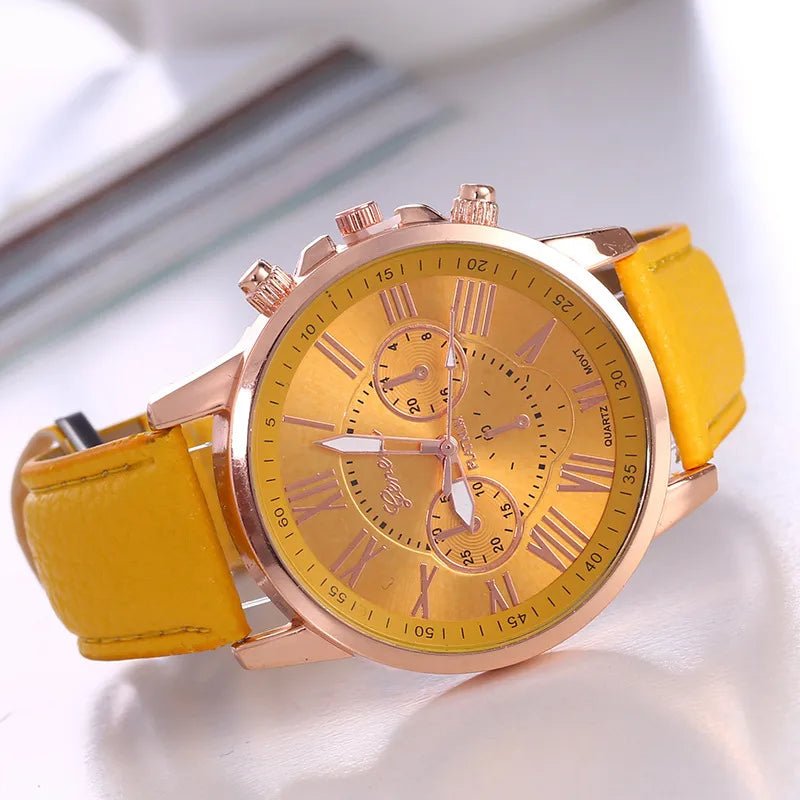 casual solid color buckle quartz women's watches