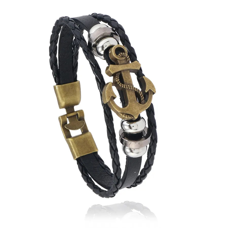 Retro Geometric Alloy Leather Men's Bracelets
