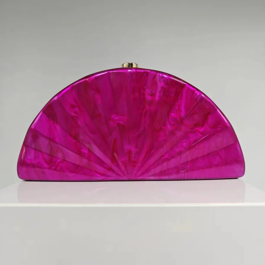 Coffee Green White Arylic Solid Color Semicircle Evening Bags