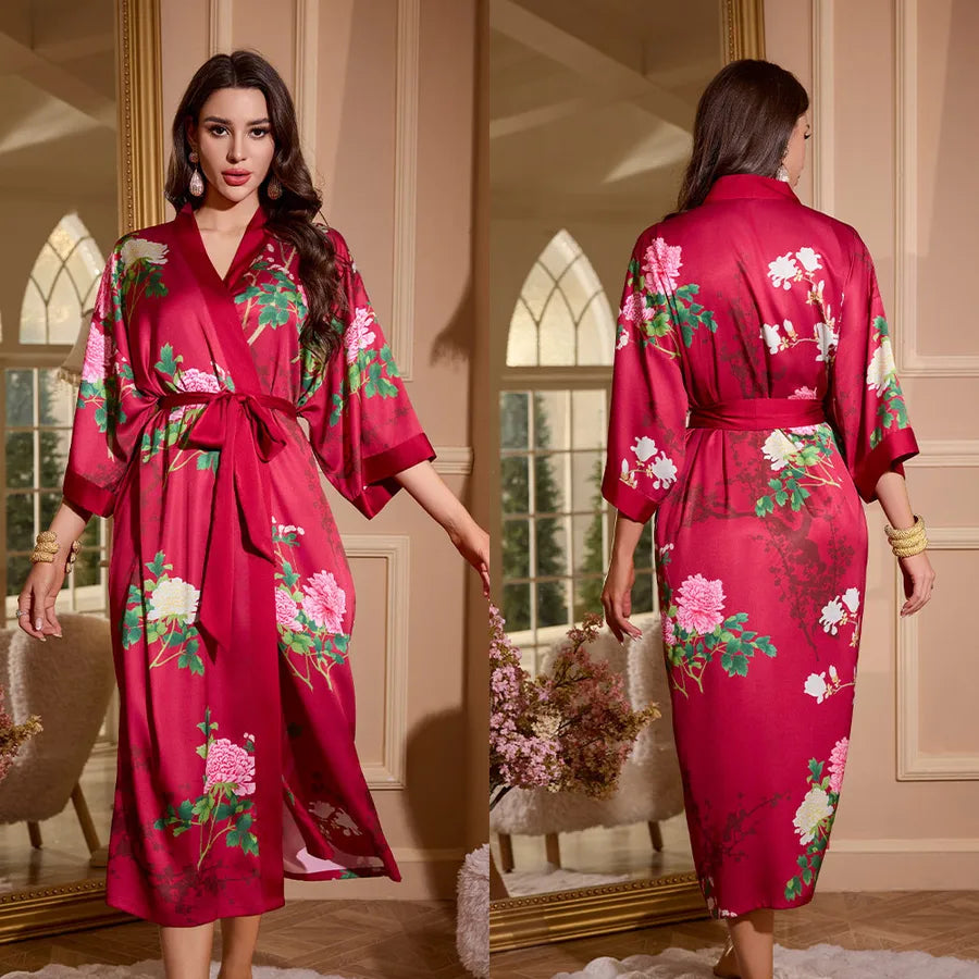 new satin chiffon ice silk light bathrobe multicolors