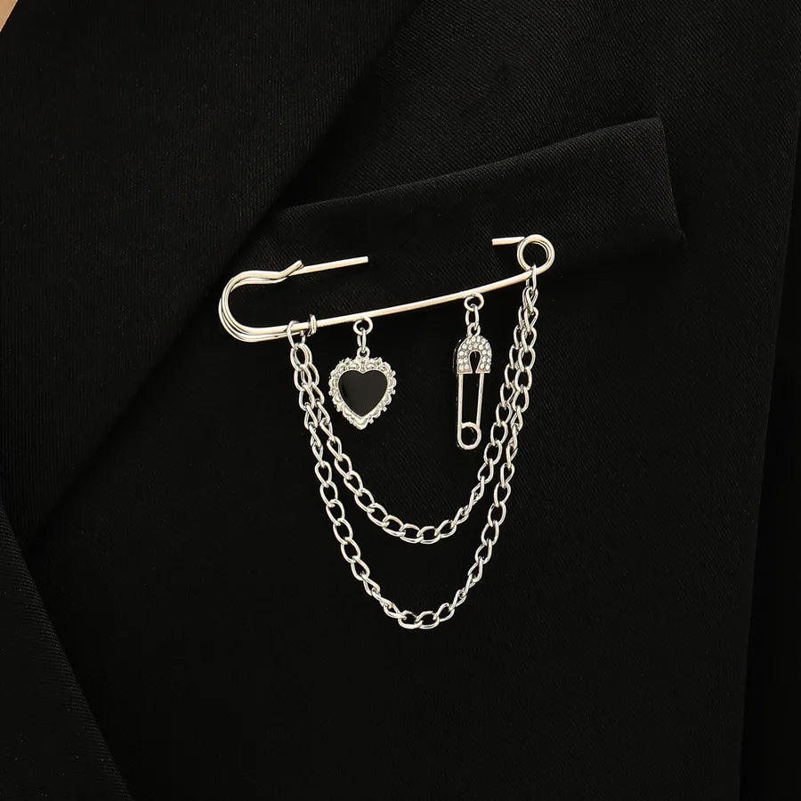 Quirky Geometric Heart Shaped Hairpins For Men And Women Elegant Lapel Pins Trendy Tassel Accessories Fashionable Brooches