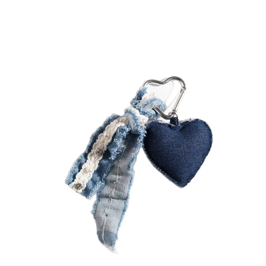 Original Design DIY Denim Star Car Bookbag Pendant Spring Buckle Bag Hanging Decoration Modern Art Plush Material Unisex Gift