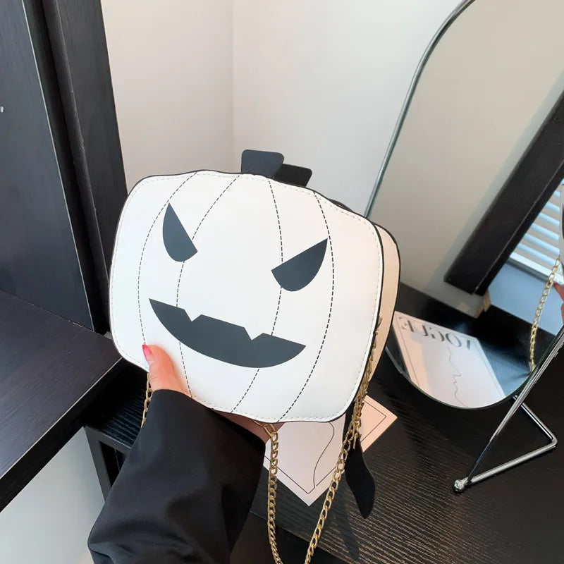 Halloween Funny Pumpkin Bag  New Fashion Color Contrast Personalized Creative Trendy One-Shoulder Women's Bag Cartoon Crossbody Bag