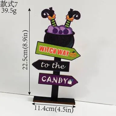 Wooden Halloween Decorations Ghost Festival Props Pumpkin Sprite Letter Wooden Ornaments Ghost Wooden Display Stand