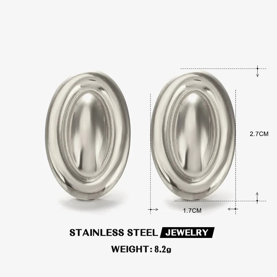 1 Piece Elegant Glam Hip-Hop Oval 304 Stainless Steel 18K Gold Plated Ear Studs